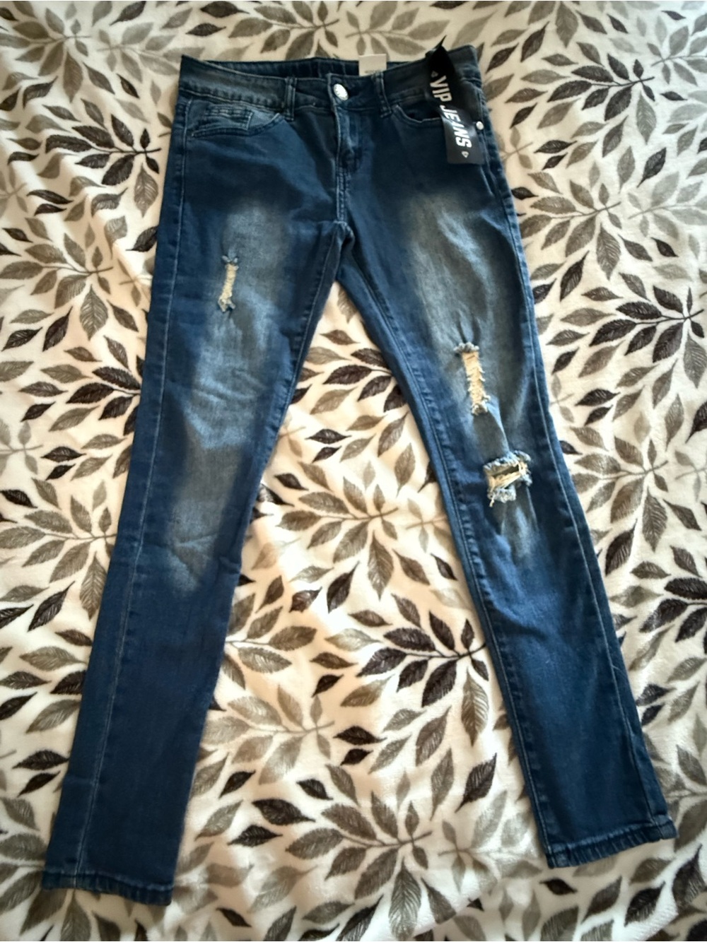 VIP Women's Blue Skinny Jeans with Rainbow Pocket Embroidery